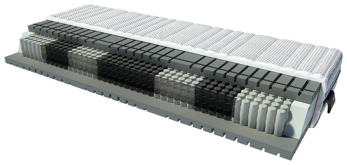 TASCHENFEDERKERNMATRATZE 90/200 cm Höhe ca. 26 cm 7 -Zonen - KONVENTIONELL, Textil (90/200cm) - Boxxx