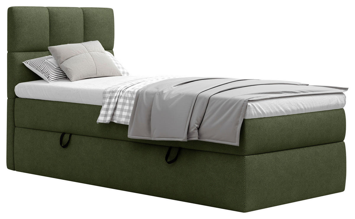 BOXBETT 90/200 cm  in Dunkelgrün  - Dunkelgrün/Schwarz, MODERN, Holz/Holzwerkstoff (90/200cm) - MID.YOU