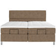 BOXSPRINGBETT 160/200 cm  in Braun  - Chromfarben/Braun, KONVENTIONELL, Kunststoff/Textil (160/200cm) - Voleo