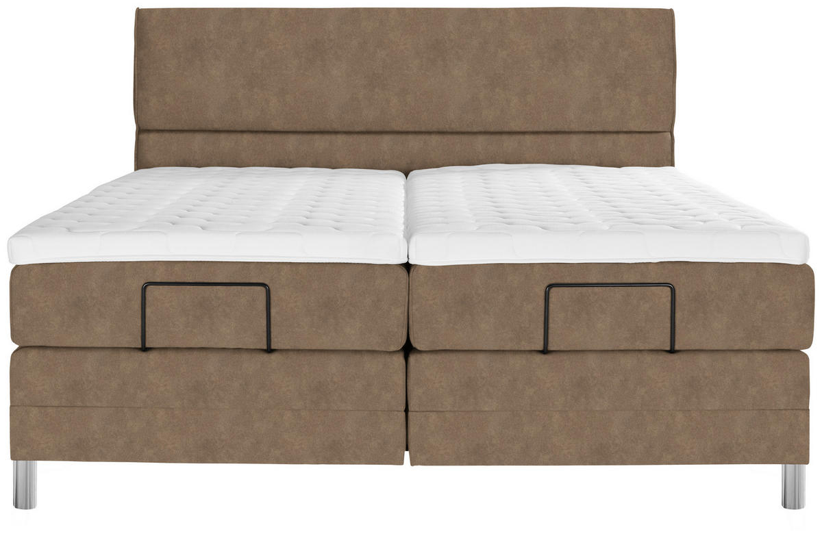 BOXSPRINGBETT 180/200 cm  in Braun  - Chromfarben/Braun, Konventionell, Kunststoff/Textil (180/200cm) - Voleo