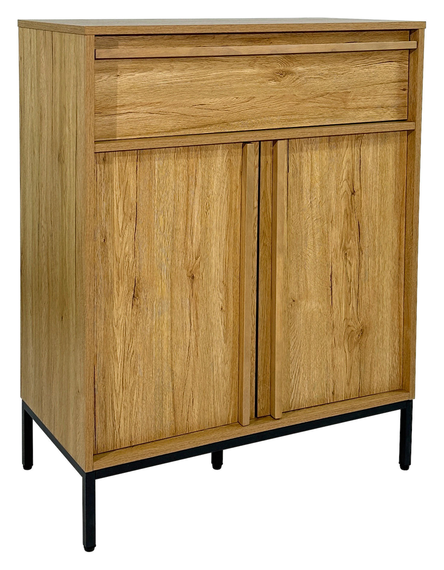 KOMMODE WABI  in 80/101/40 cm  - Eichefarben/Schwarz, Design, Holz/Holzwerkstoff (80/101/40cm) - Xora