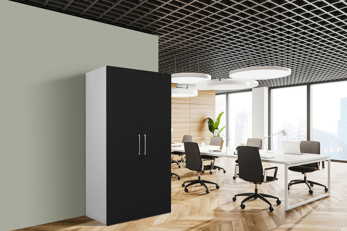 SCHRANKKÜCHE 104/193/67 cm  Schwarz  - Weiss/Edelstahlfarben, Modern, Holzwerkstoff/Metall (104/193/67cm) - Respekta