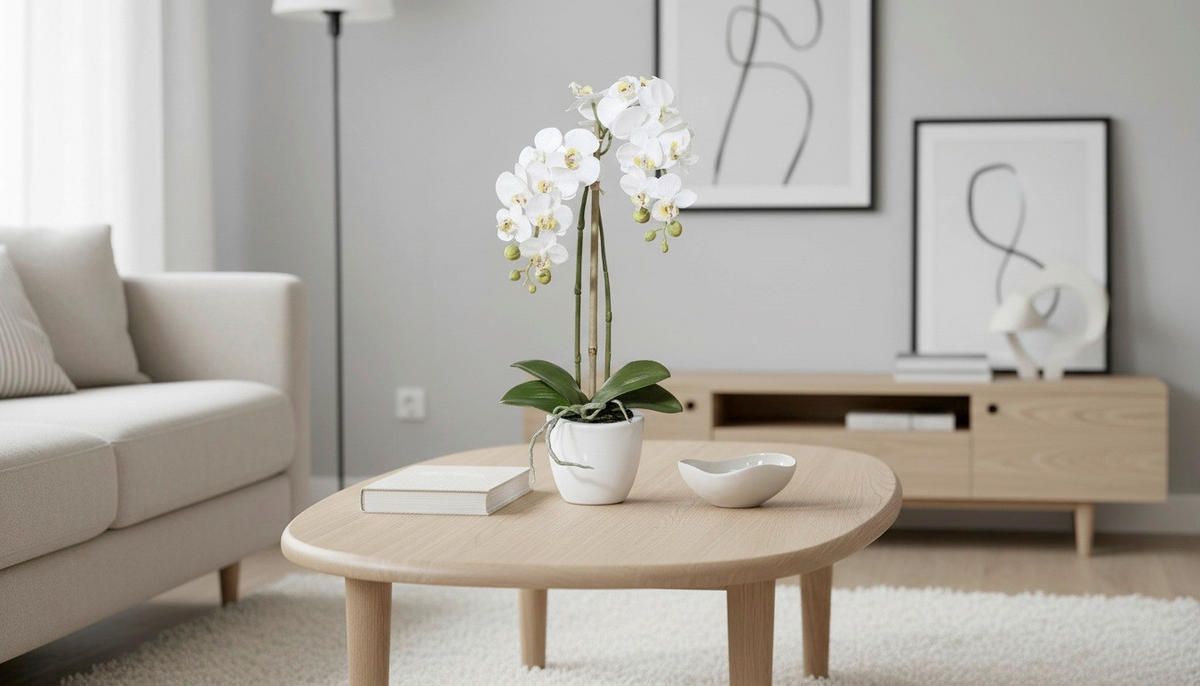 KUNSTBLUME Orchidee  - Weiß/Grün, Basics, Keramik/Kunststoff (43cm)