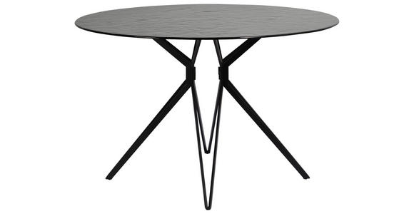 ESSTISCH in Metall, Glas 120/120/76 cm - Schwarz, Design, Glas/Metall (120/120/76cm) - Novel