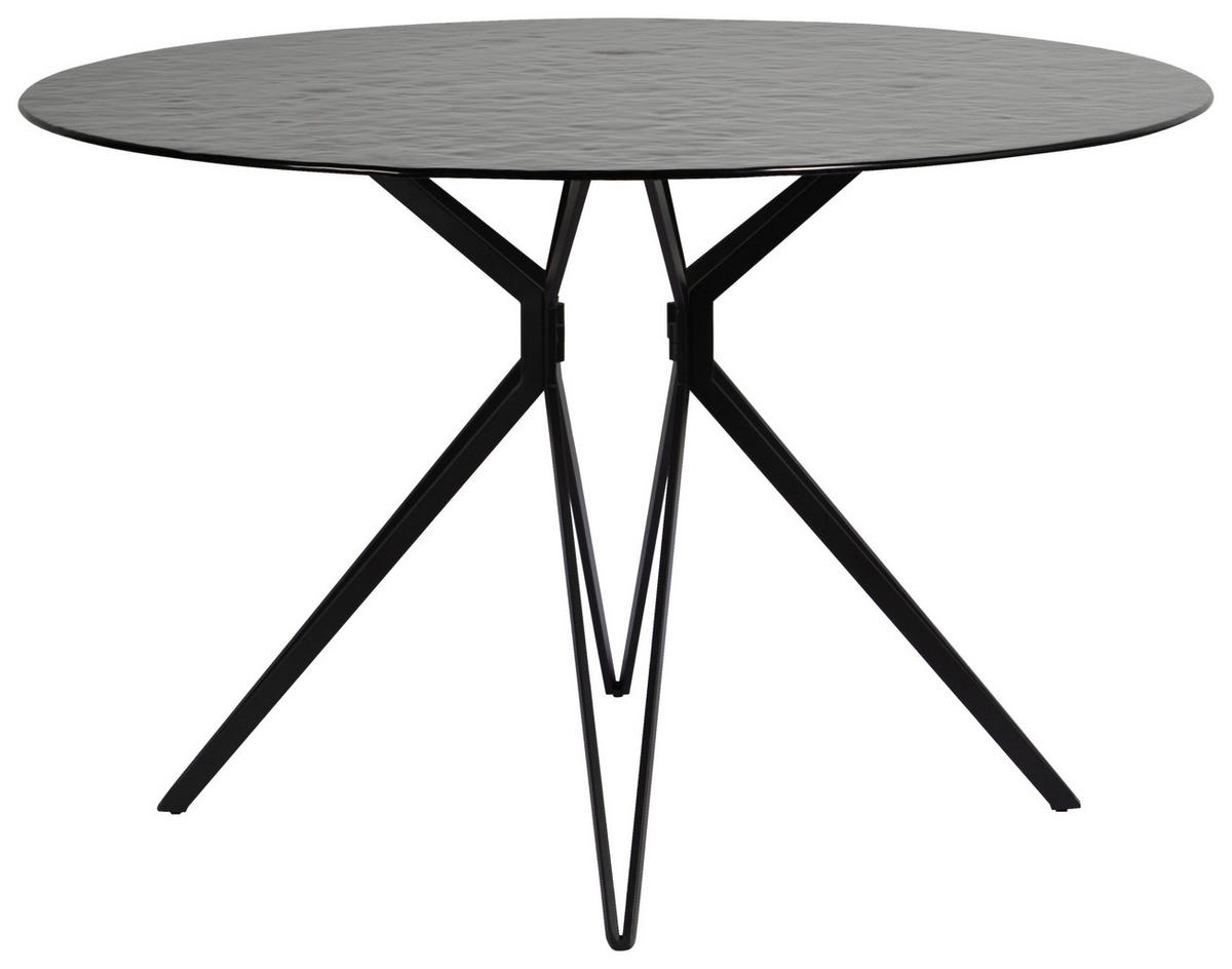 ESSTISCH in Metall, Glas 120/120/76 cm  - Schwarz, Design, Glas/Metall (120/120/76cm) - Novel
