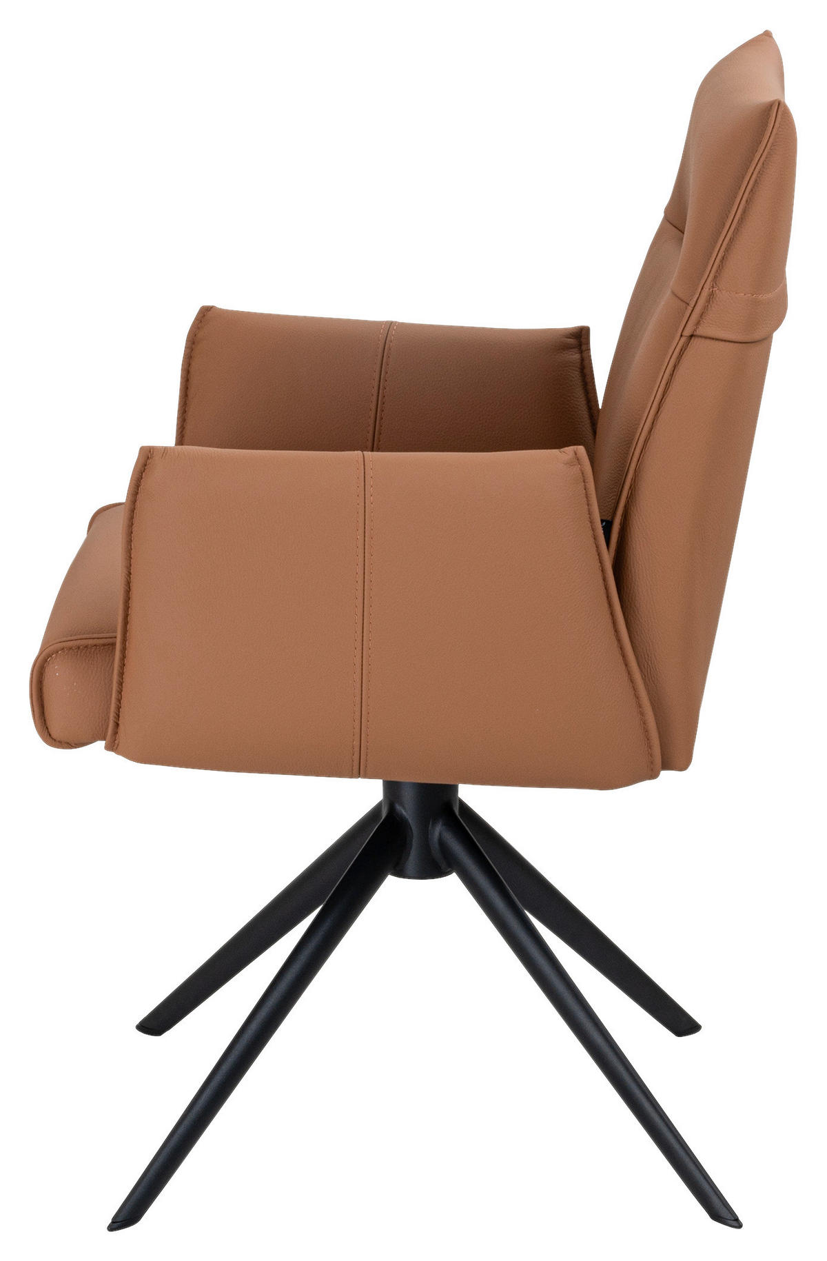 ARMLEHNSTUHL  Sitzfläche 360° drehbar  Echtleder  Cognac  - Cognac/Schwarz, Design, Leder/Metall (60/88,5/57,5cm) - Valnatura
