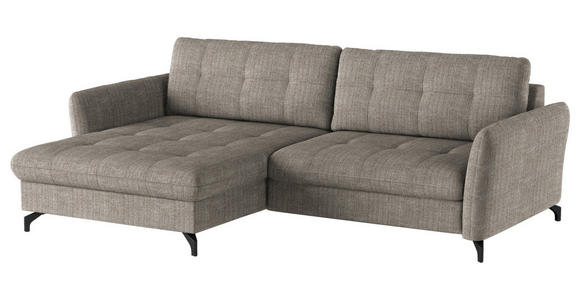 ECKSOFA in Flachgewebe, Leinenoptik Hellbraun  - Hellbraun/Schwarz, Design, Textil/Metall (170/242cm) - Xora