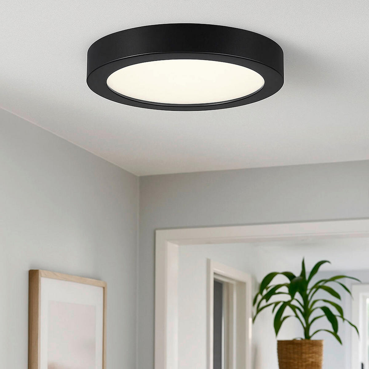 LED-DECKENLEUCHTE 22,5/3,2 cm   - Schwarz/Weiß, Design, Kunststoff/Metall (22,5/3,2cm) - Globo