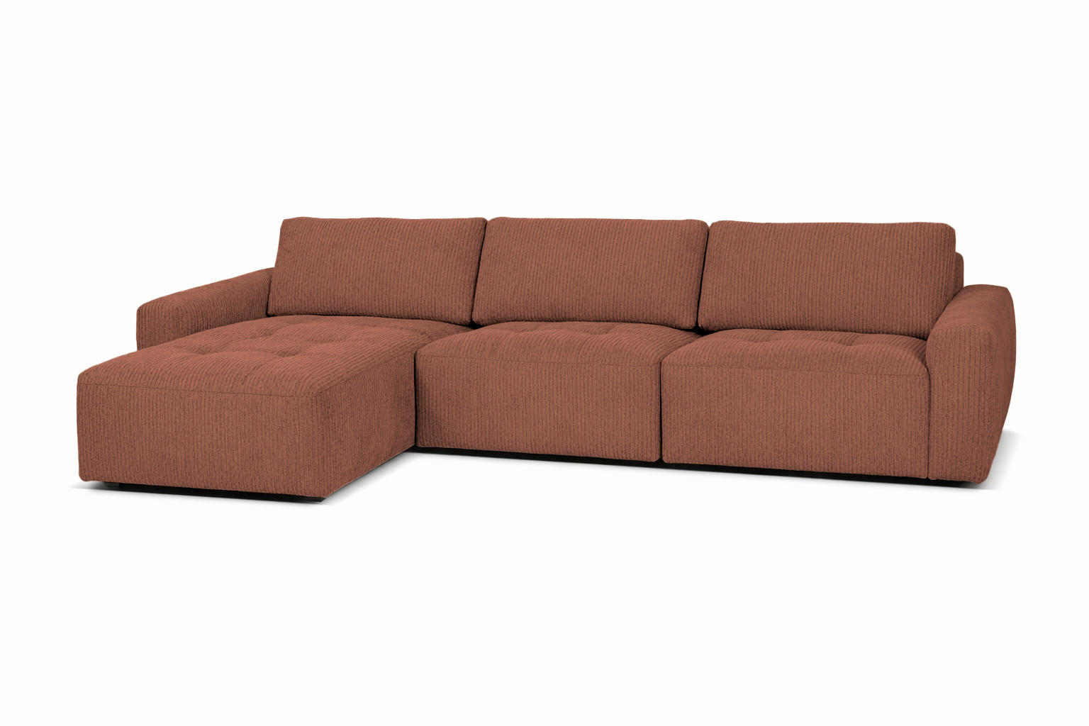 ECKSOFA MAZA in Cord Rostfarben  179/316 cm  - Rostfarben/Schwarz, Design, Textil (179/316cm) - Livetastic
