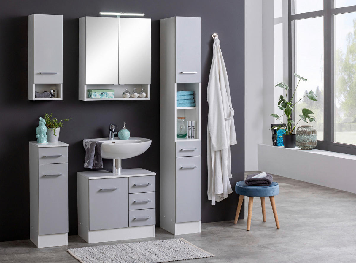 HÄNGESCHRANK 25/71/20 cm  - Weiss/Silberfarben, Modern, Holzwerkstoff/Metall (25/71/20cm) - Held