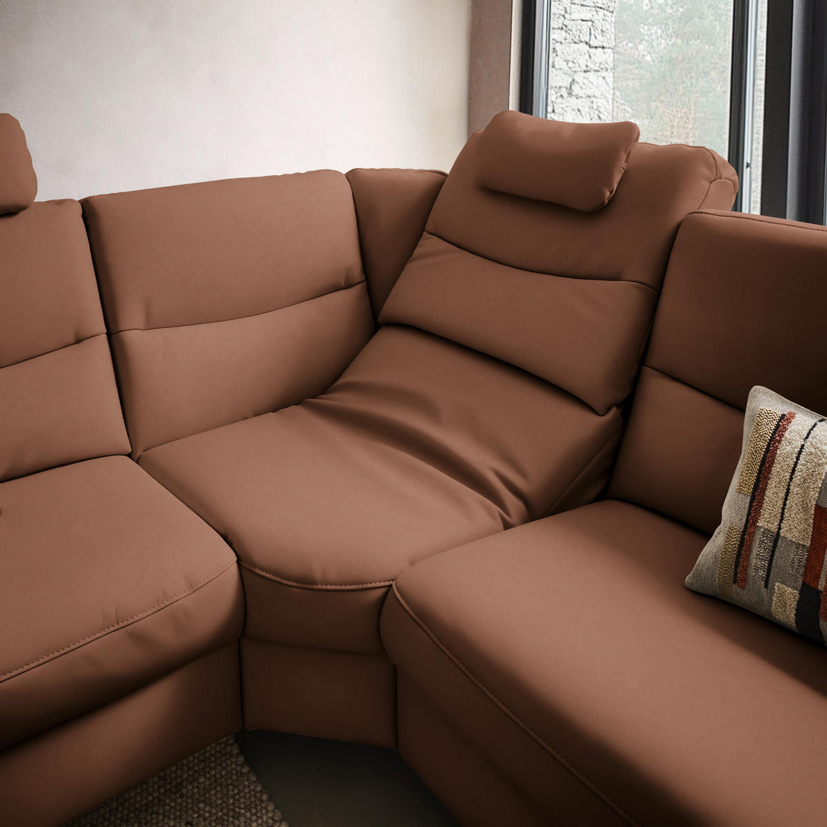 ECKSOFA  in Echtleder Haselnussfarben  249/280 cm  - Anthrazit/Haselnussfarben, Design, Leder/Metall (249/280cm) - Himolla Komfortklass