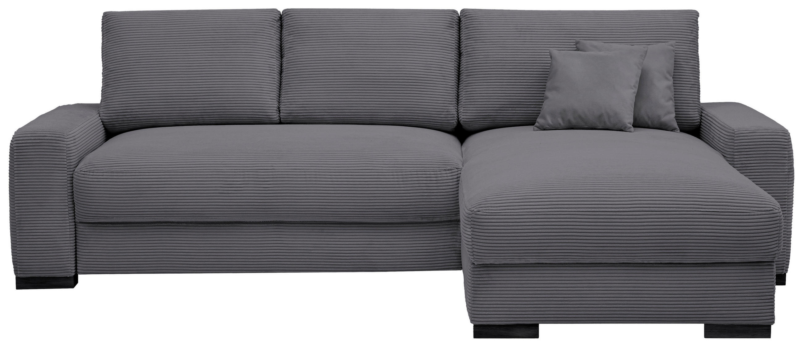 ECKSOFA in Cord Grau  - Schwarz/Grau, Design, Holz/Textil (264/184cm) - Stylife