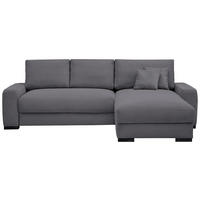 ECKSOFA in Cord Grau  - Schwarz/Grau, Design, Holz/Textil (264/184cm) - Stylife