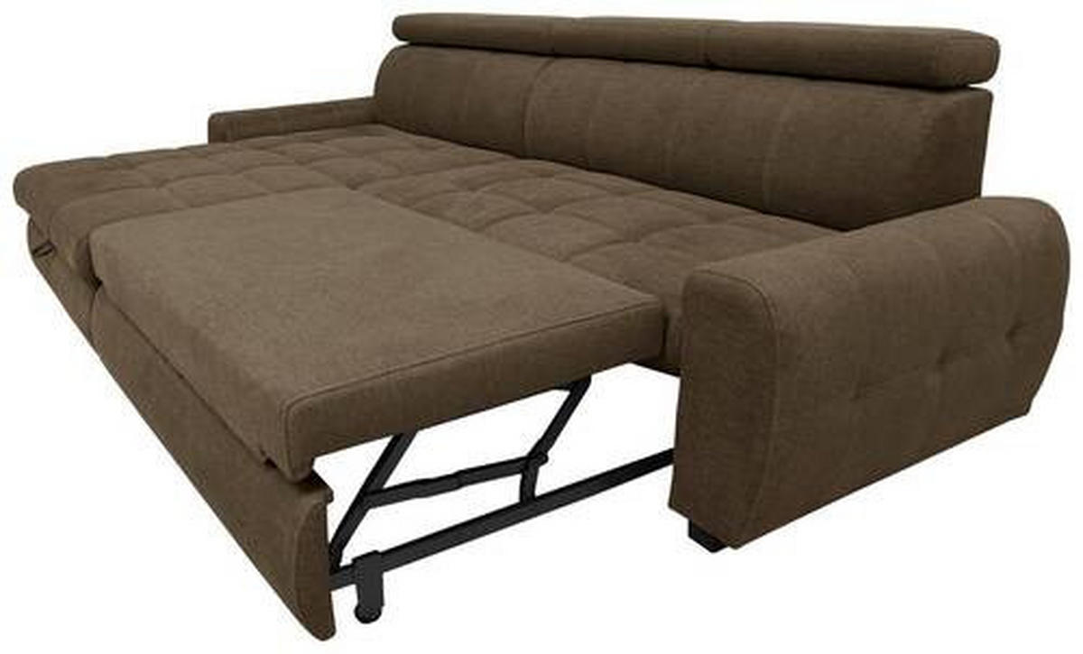 ECKSOFA inkl.Funktionen Hellbraun Webstoff  - Hellbraun/Schwarz, Design, Kunststoff/Textil (276/173cm) - Stylife