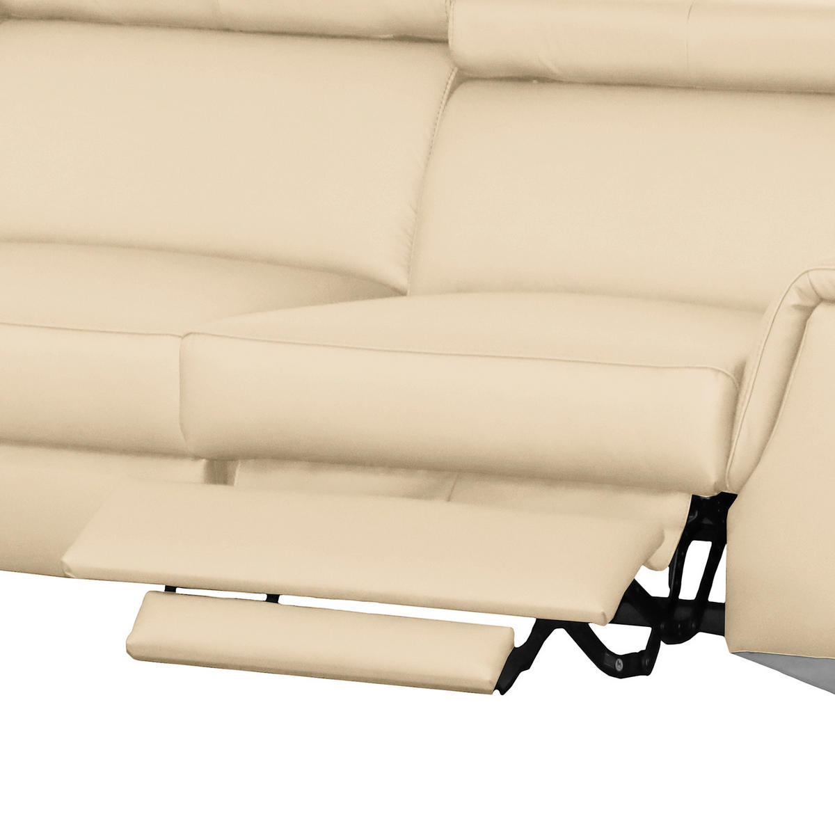ECKSOFA Beige Echtleder Lederlook  - Chromfarben/Beige, Design, Leder/Textil (197/257cm) - Livetastic
