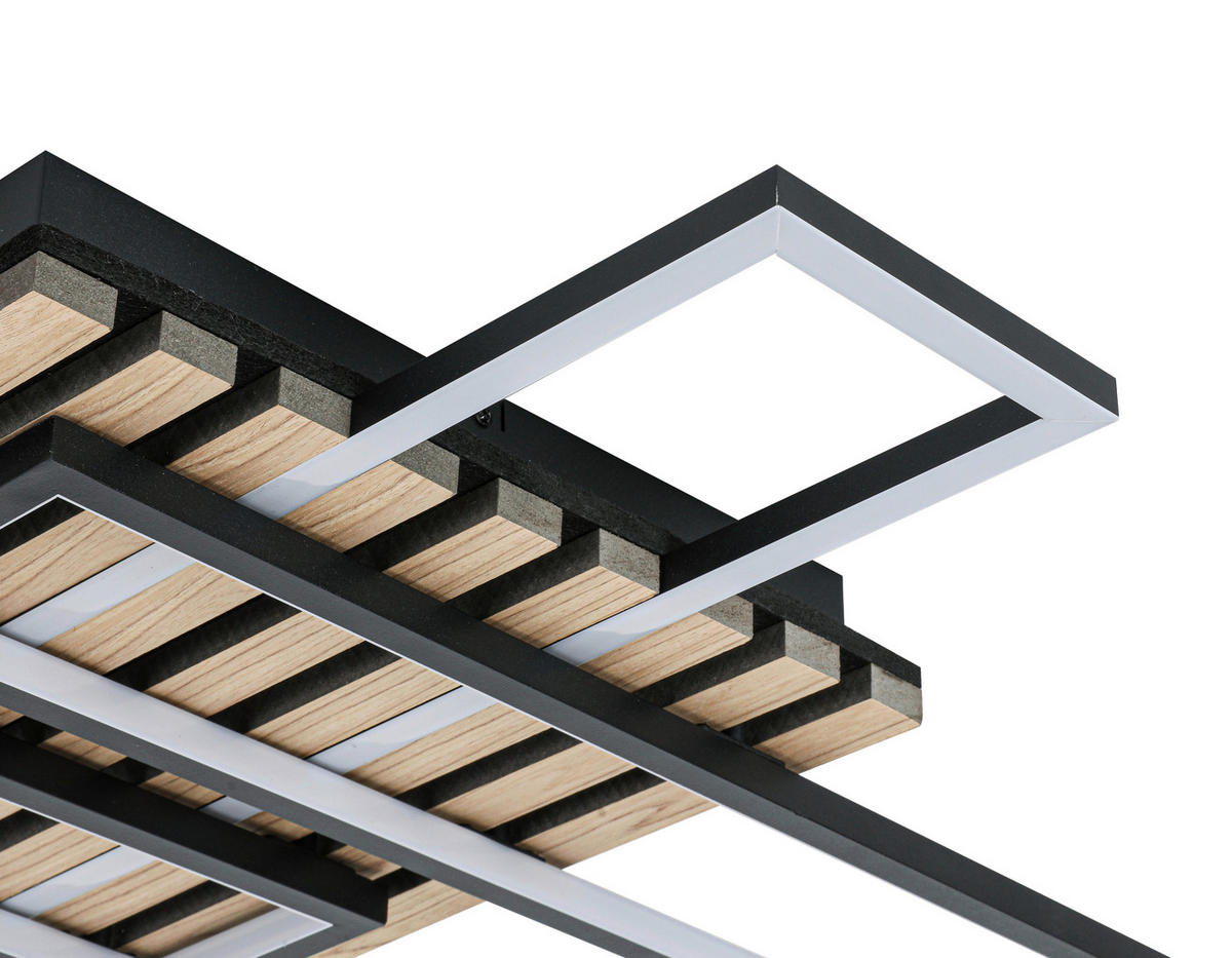 LED-DECKENLEUCHTE 33 W    73,5/66,5/7,5 cm  - Eichefarben/Schwarz, Natur, Holzwerkstoff/Kunststoff (73,5/66,5/7,5cm) - Novel