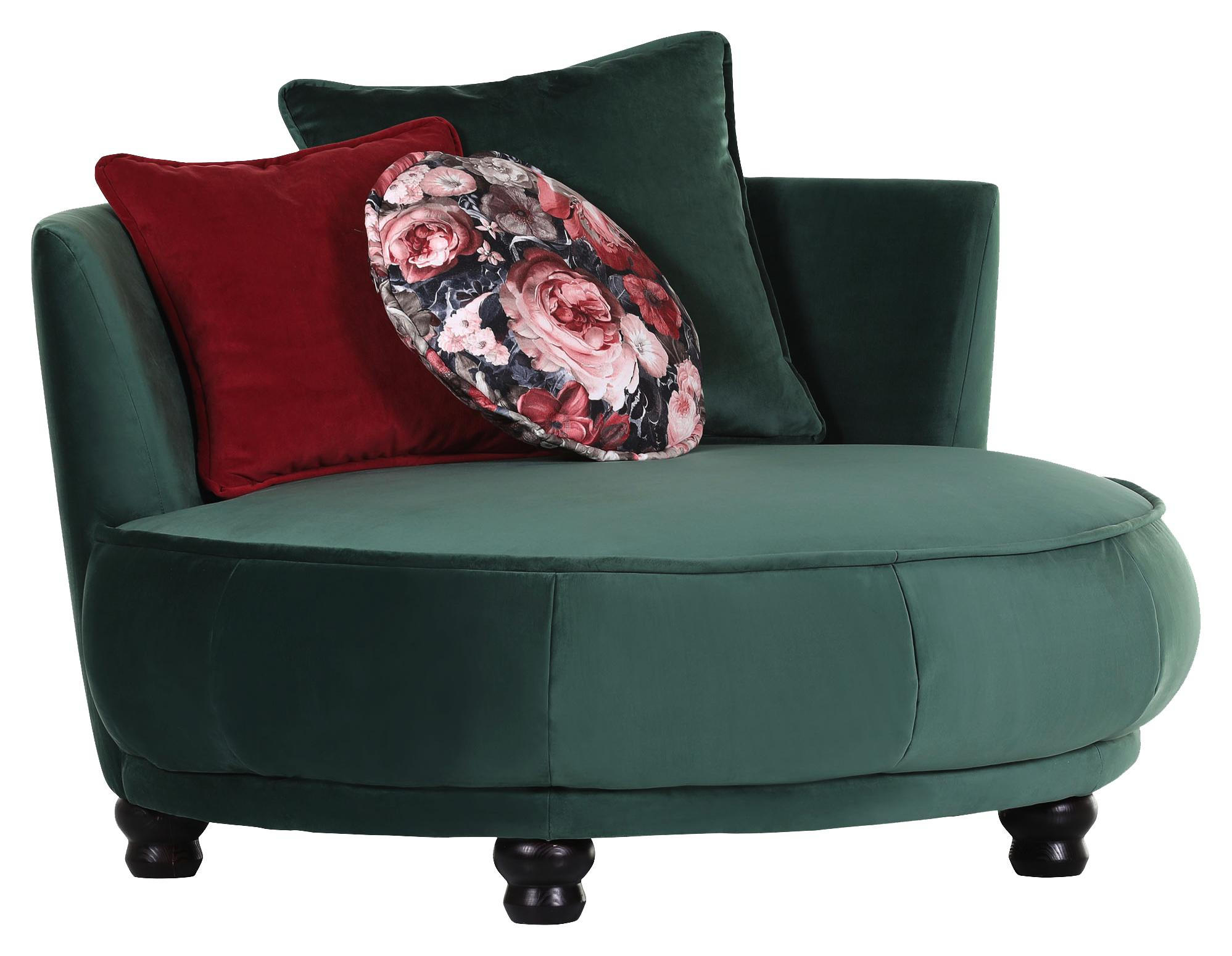 Designsessel in Textil Rot, Dunkelgrün