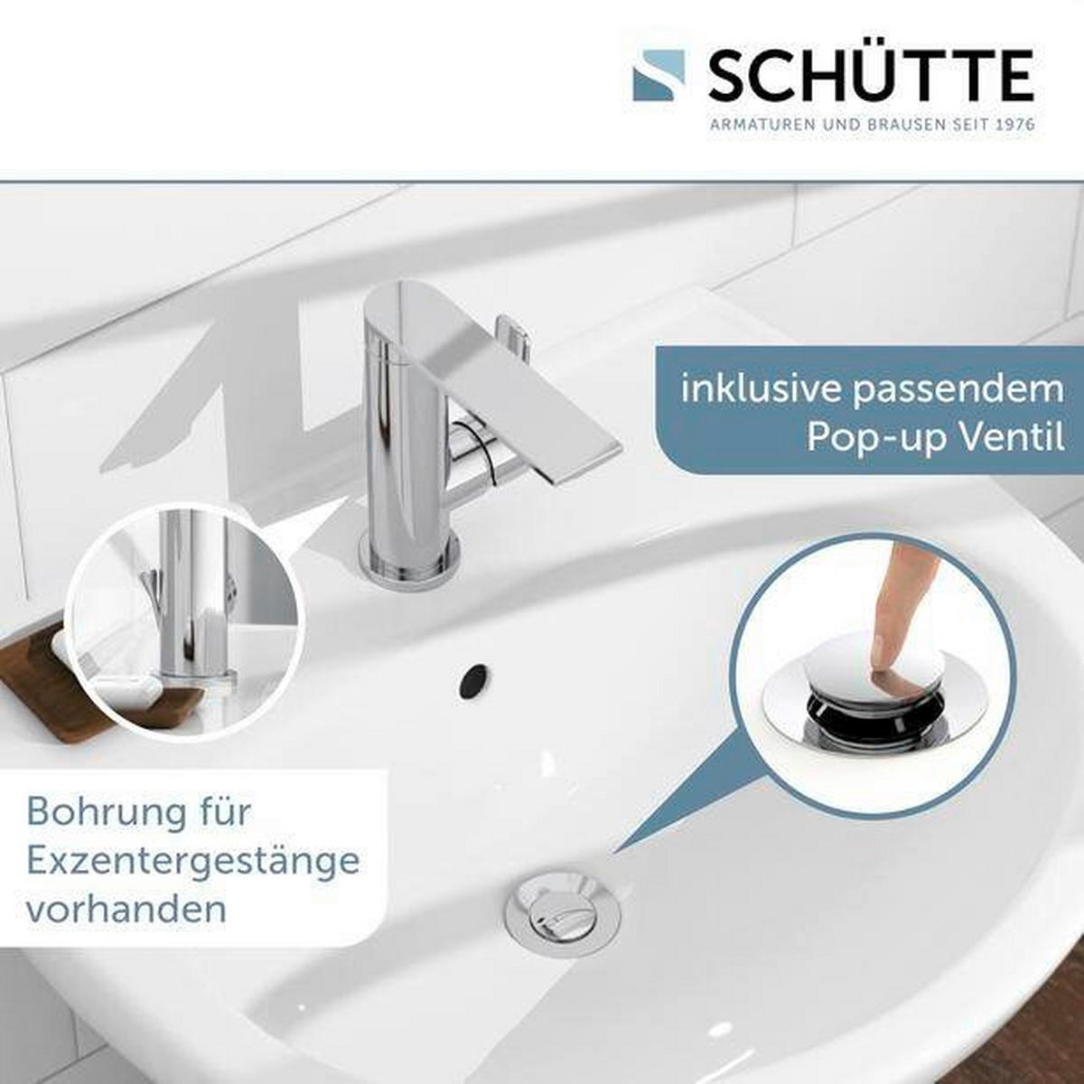 WASCHTISCHARMATUR 32410  - Chromfarben, Basics, Metall (5,5/17/17,5cm) - Schütte