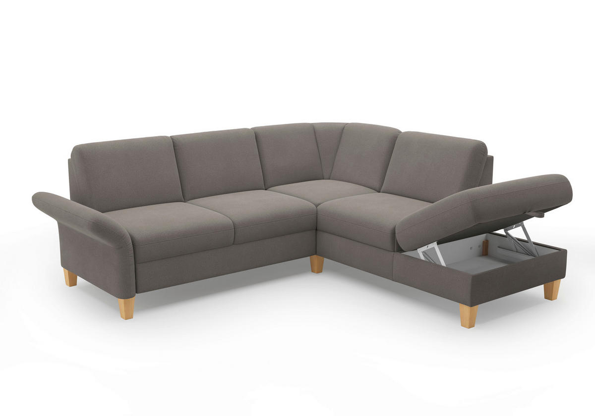 ECKSOFA ROCHELLE E Graphitfarben Flachgewebe  - Eichefarben/Graphitfarben, KONVENTIONELL, Holz/Textil (240/216cm) - Sit & More
