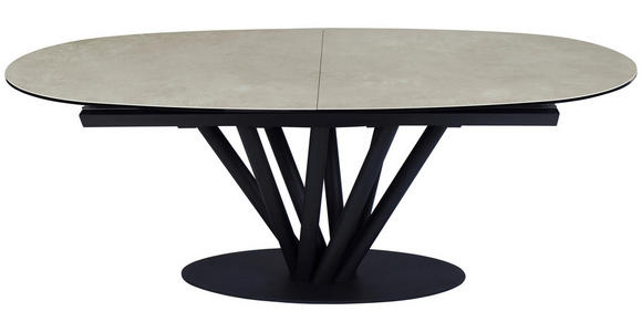 ESSTISCH Schwarz, Taupe oval  ausziehbar  - Taupe/Schwarz, Design, Glas/Keramik (210-260/110/76cm) - Belluti