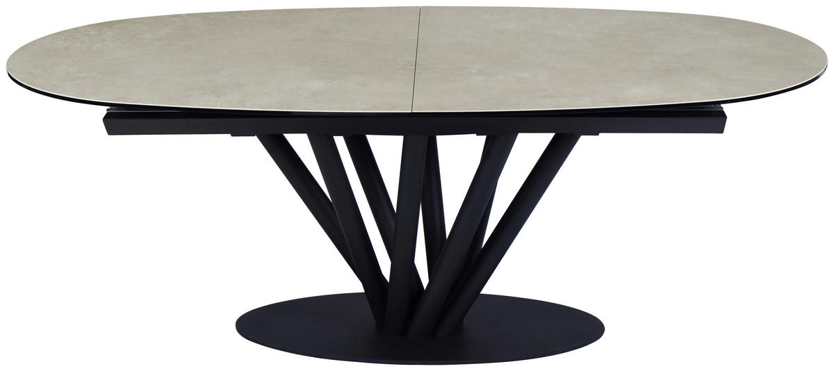 ESSTISCH in Metall, Glas, Keramik 210-260/110/76 cm  - Taupe/Schwarz, Design, Glas/Keramik (210-260/110/76cm) - Belluti