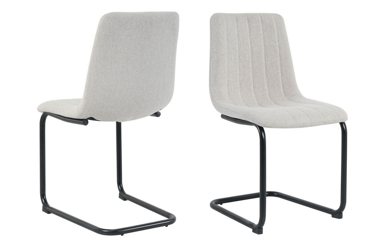 STUHL-SET 2 Stück  in Struktur Textil  - Beige/Schwarz, Design, Textil/Metall (43/87/53cm) - Livetastic
