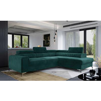 ECKSOFA Grün Samt  - Silberfarben/Grün, Design, Textil/Metall (278/205cm) - MID.YOU