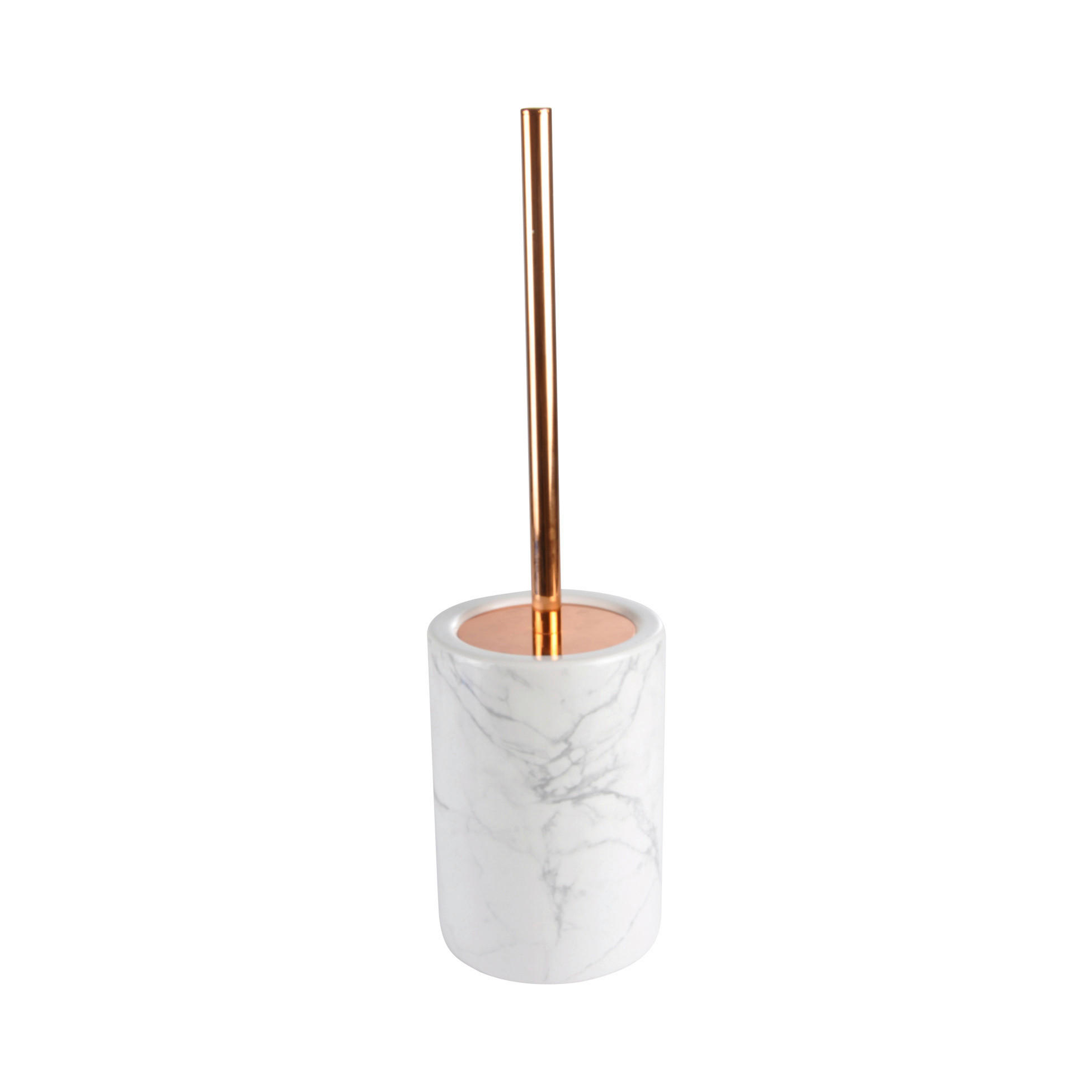 WC-GARNITURA S ŠČETKO - zlate barve/bela, Basics, umetna masa/keramika (12/42cm) - Homeware