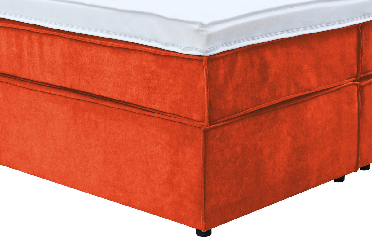 BOXSPRINGBETT 180/200 cm  in Orange  - Schwarz/Orange, Konventionell, Kunststoff/Textil (180/200cm) - Boxxx
