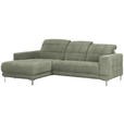 ECKSOFA in Webstoff Grün  187/260 cm  - Chromfarben/Grün, Design, Textil/Metall (187/260cm) - Xora
