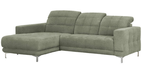 ECKSOFA in Webstoff Grün  187/260 cm  - Chromfarben/Grün, Design, Textil/Metall (187/260cm) - Xora