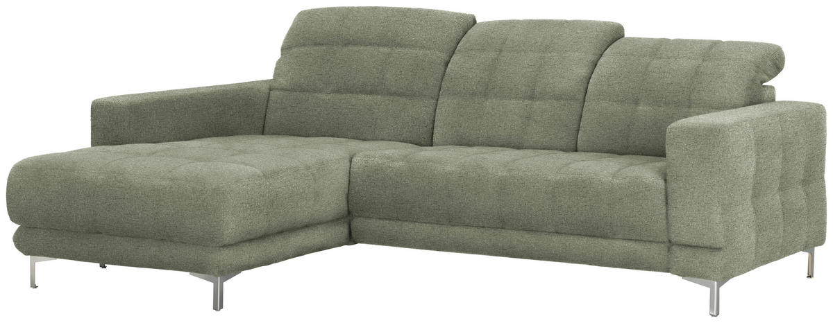 ECKSOFA in Webstoff Grün  - Chromfarben/Grün, Design, Textil/Metall (187/260cm) - Xora