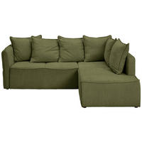 ECKSOFA in Chenille Olivgrün  - Schwarz/Olivgrün, Konventionell, Kunststoff/Textil (233/193cm) - Carryhome