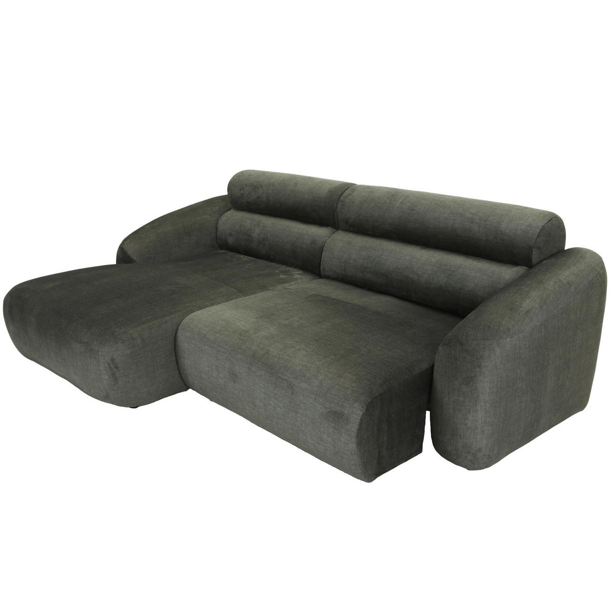 ECKSOFA Aruna Waldgrün Flachgewebe Rücken echt, Relaxfunktion, Sitztiefenverstellung  - Waldgrün/Schwarz, Design, Kunststoff/Textil (165/245cm) - Lomoco