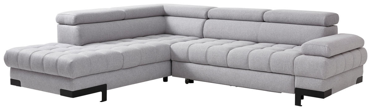 ECKSOFA Grau Webstoff  - Schwarz/Grau, Design, Textil/Metall (223/263cm) - Welnova