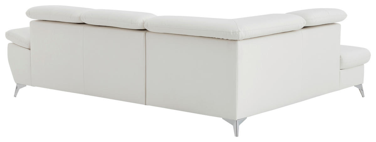 ECKSOFA Weiß Lederlook  - Chromfarben/Weiß, KONVENTIONELL, Textil/Metall (209/256cm) - Livetastic