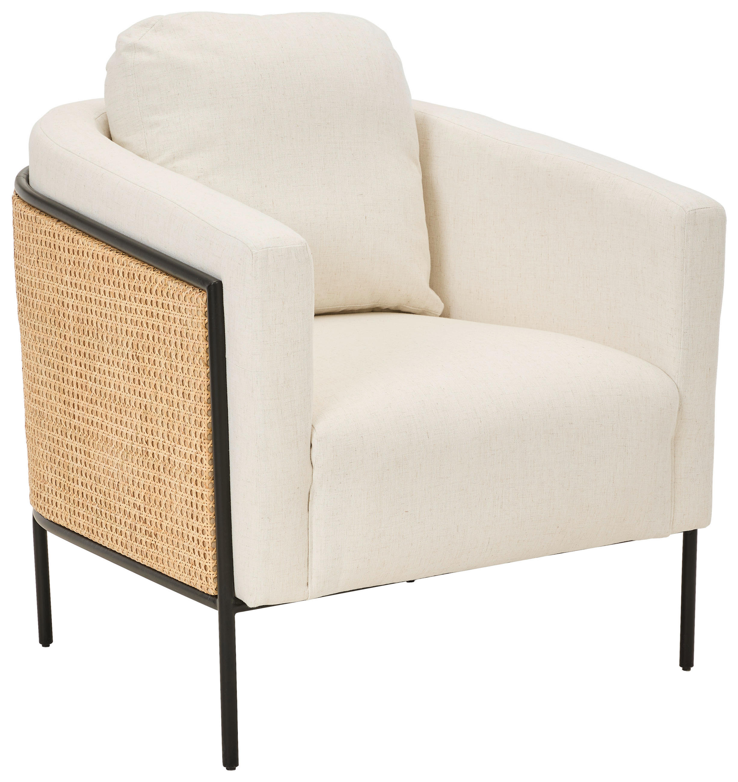COCKTAILSESSEL Leinenoptik Creme    - Creme/Schwarz, Trend, Holz/Textil (73/85/80cm) - Livetastic
