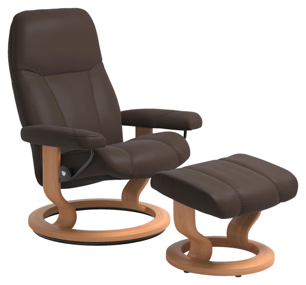 RELAXSESSELSET Leder Braun  - Naturfarben/Braun, Natur, Leder/Holz (70/94/70cm) - Stressless