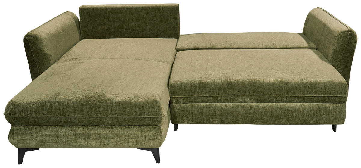 HÖRNBÄDDSOFFA 3-sits i chenille mörkgrön  - svart/mörkgrön, Basics, textil/plast (286/192cm) - Livetastic
