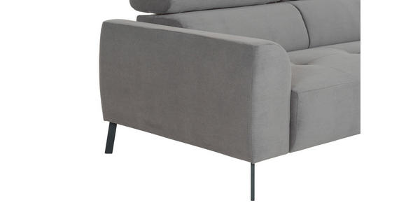 ECKSOFA Grau Feincord - Schwarz/Grau, Design, Textil/Metall (280/205cm) - Xora