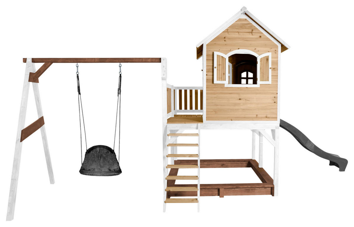 SPIELTURM 613/291/277 cm  - Weiss/Braun, Konventionell, Holz (613/291/277cm)