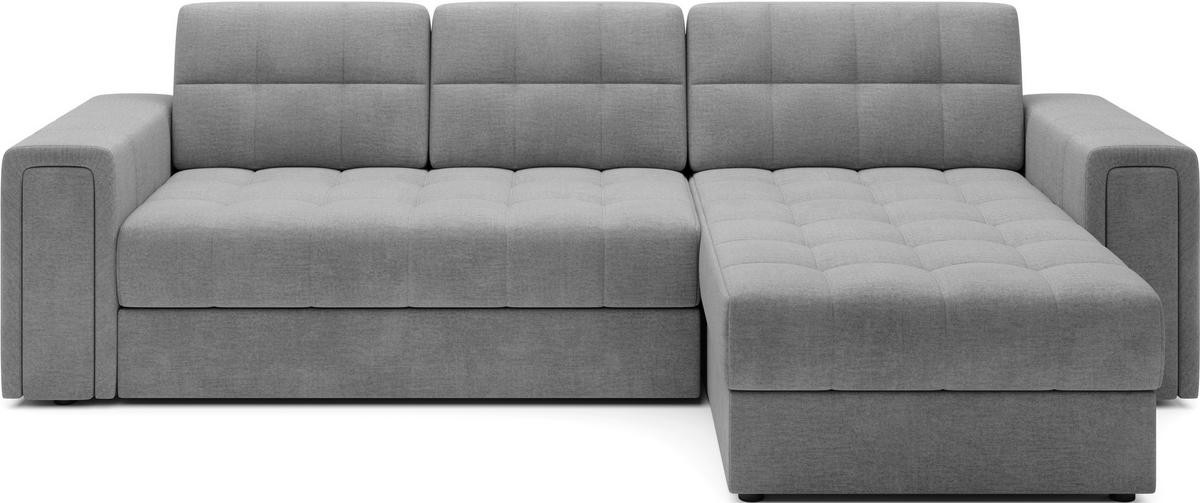 ECKSOFA Samt Hellgrau  - Hellgrau/Schwarz, Design, Kunststoff/Textil (260/150cm) - MID.YOU