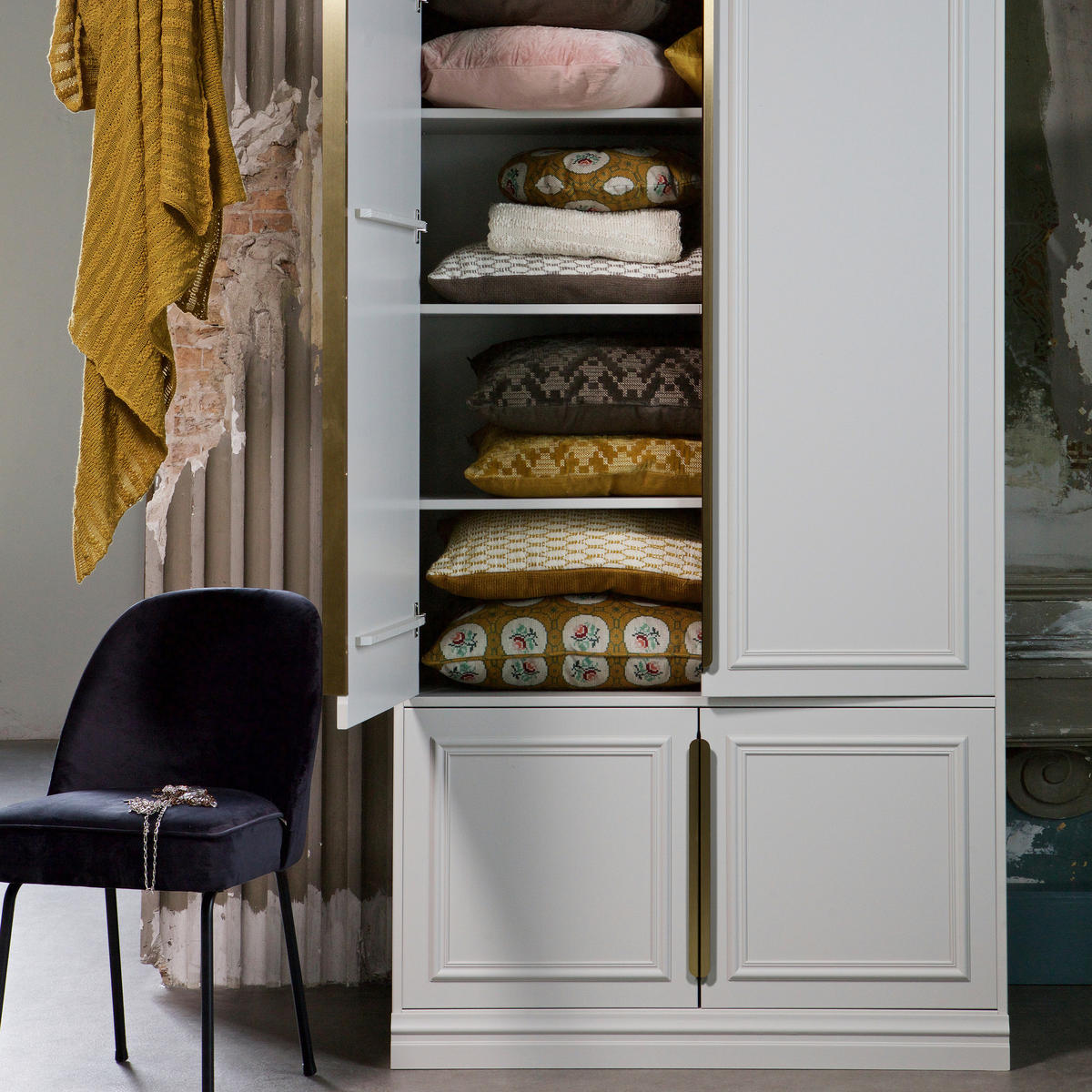 GARDEROBENSCHRANK Organize  in 110/215/62 cm  - Roségold/Hellgrau, Design, Holz/Holzwerkstoff (110/215/62cm) - Livetastic
