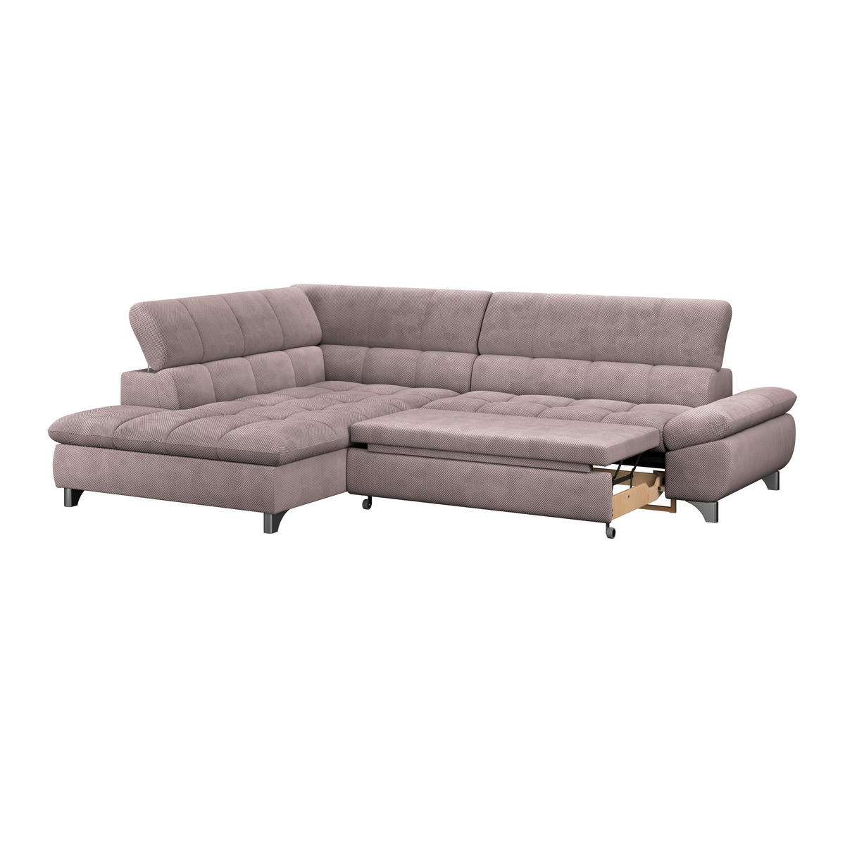 ECKSOFA Rosa Chenille  - Chromfarben/Rosa, KONVENTIONELL, Textil/Metall (234/312cm) - Livetastic