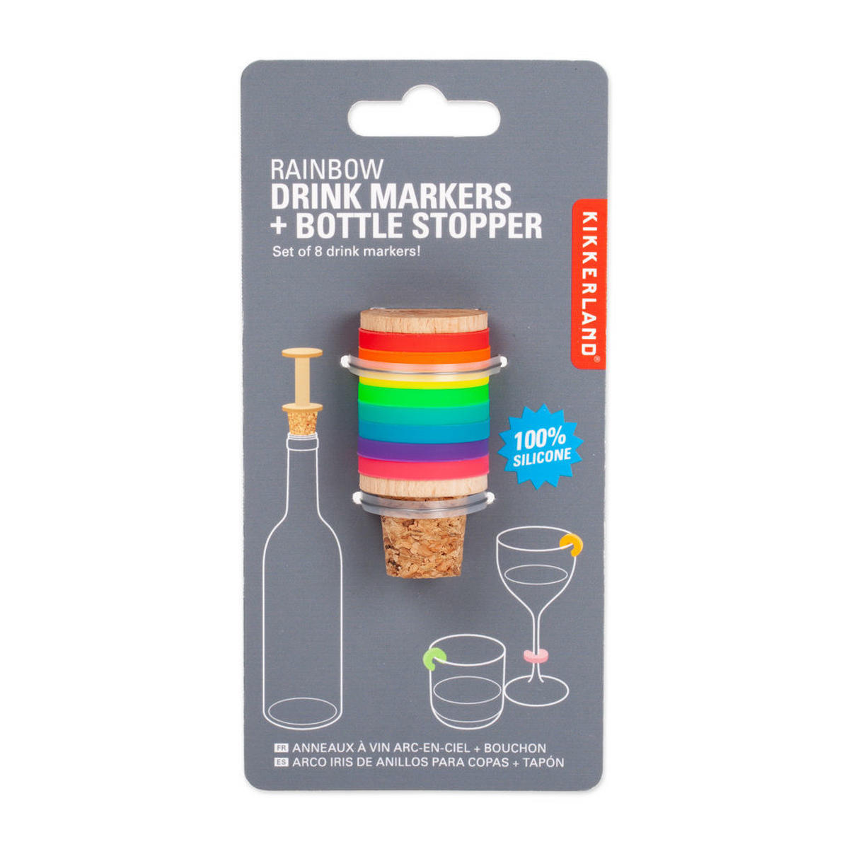 SET OZNAČEVALCEV KOZARCEV - večbarvno, Basics, umetna masa/les (3/6/4cm) - Kikkerland