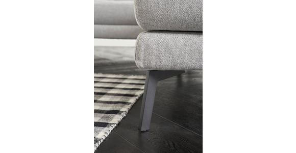 ECKSOFA Hellgrau Flachgewebe  - Hellgrau/Schwarz, Design, Textil/Metall (212-253/253-321cm) - Dieter Knoll