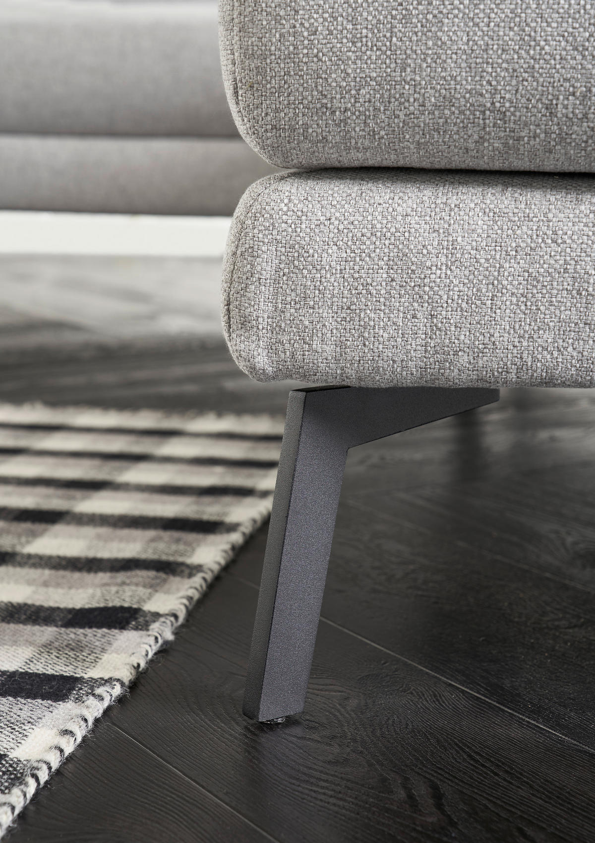 ECKSOFA in Flachgewebe Anthrazit  - Anthrazit/Schwarz, Design, Textil/Metall (256-363/212-253cm) - Dieter Knoll
