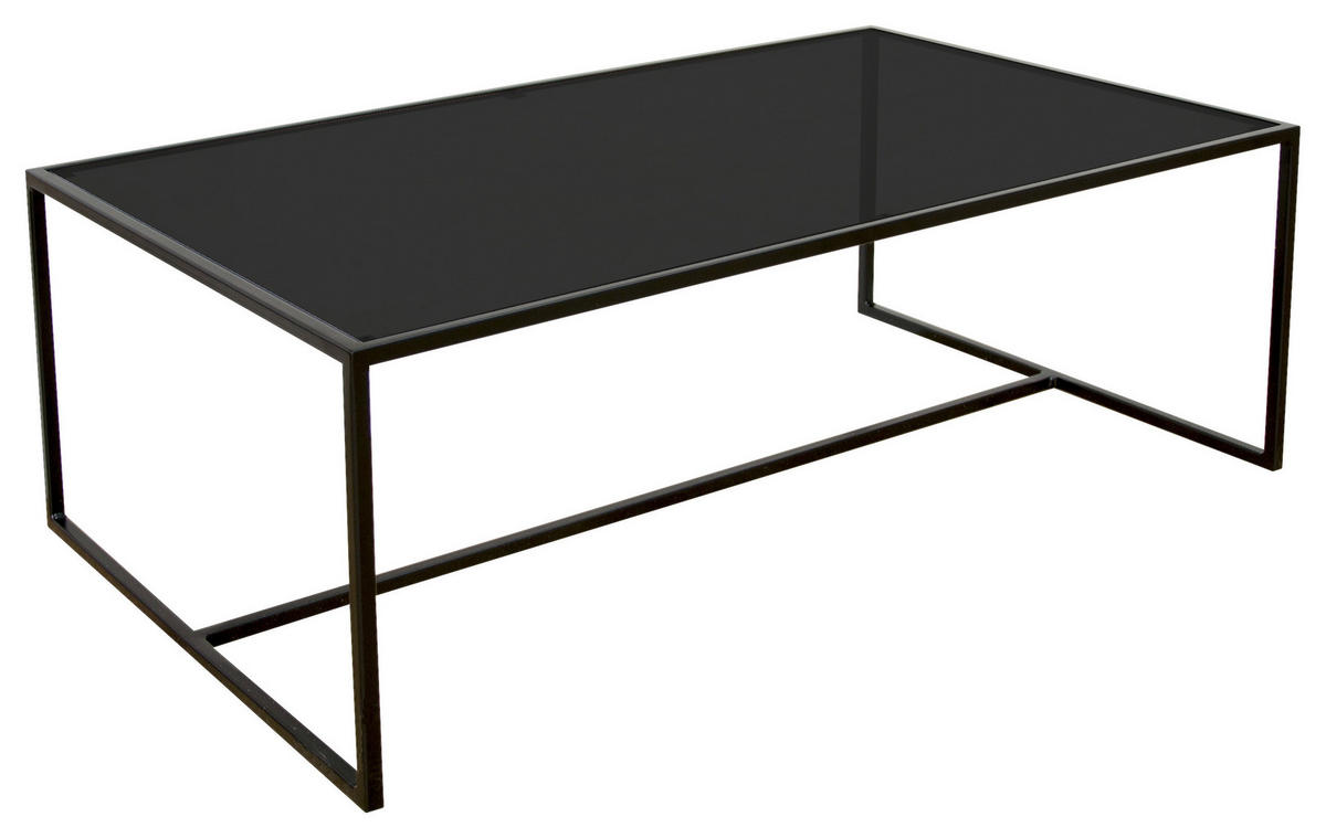 COUCHTISCH in Metall, Glas 100/60/36 cm  - Schwarz, Design, Glas/Metall (100/60/36cm) - Novel