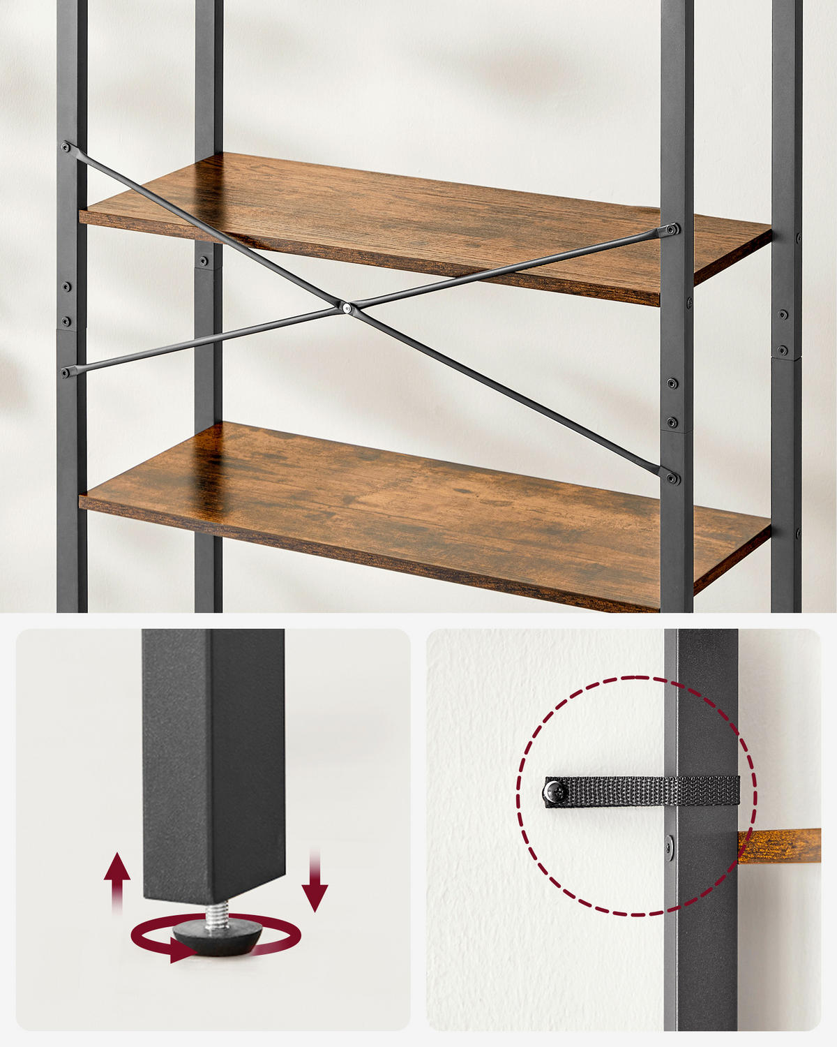 REGAL Braun, Schwarz  - Schwarz/Braun, Basics, Holzwerkstoff/Metall (80/186/30cm) - Boxxx