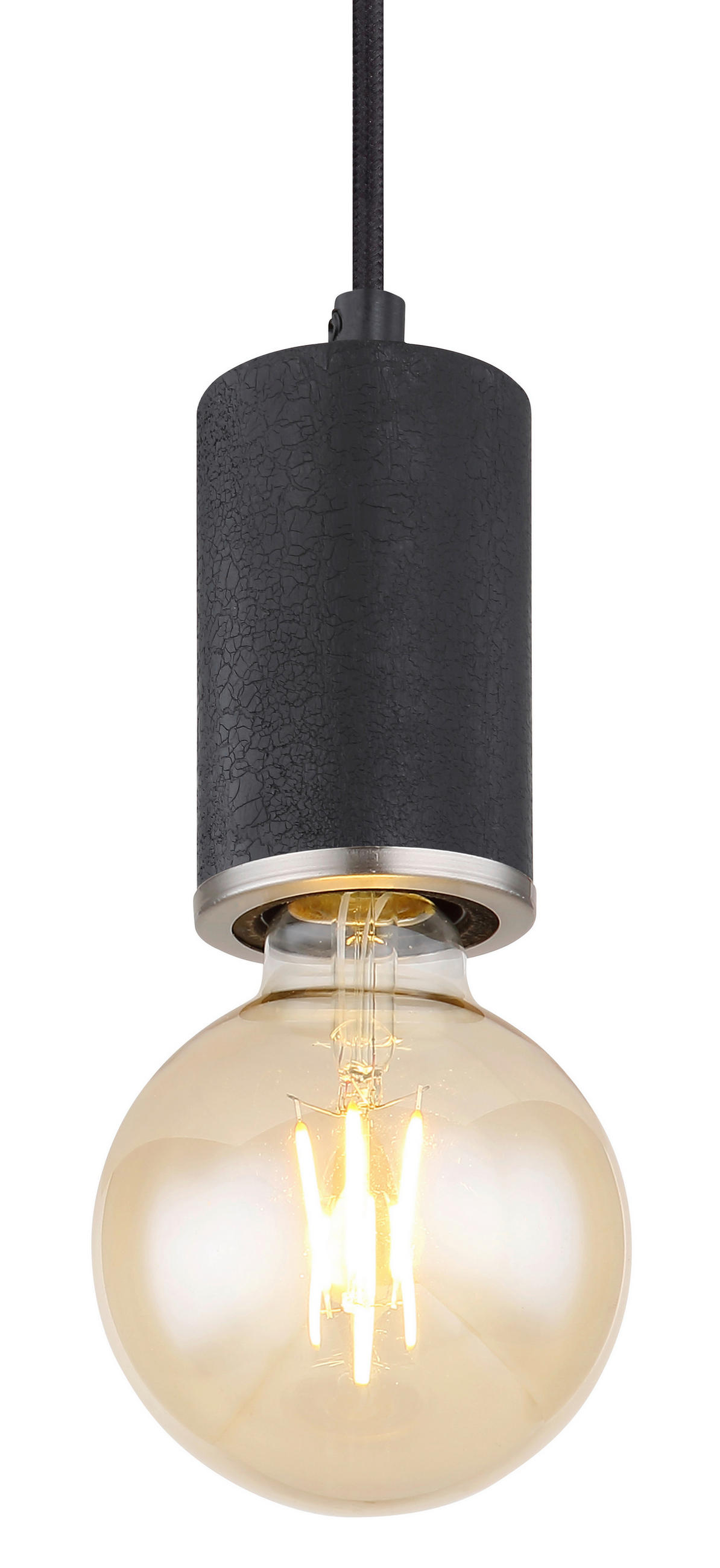 HÄNGELEUCHTE 12/160 cm   - Schwarz, Basics, Holz/Metall (12/160cm) - Globo